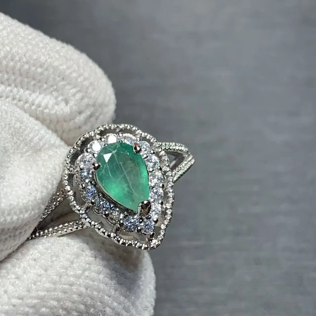 50 Natural Emerald Ring Adjustable Female Ring Jewelry for Women Gift Wholesale High Quality Vintage Elegant Design Luxury