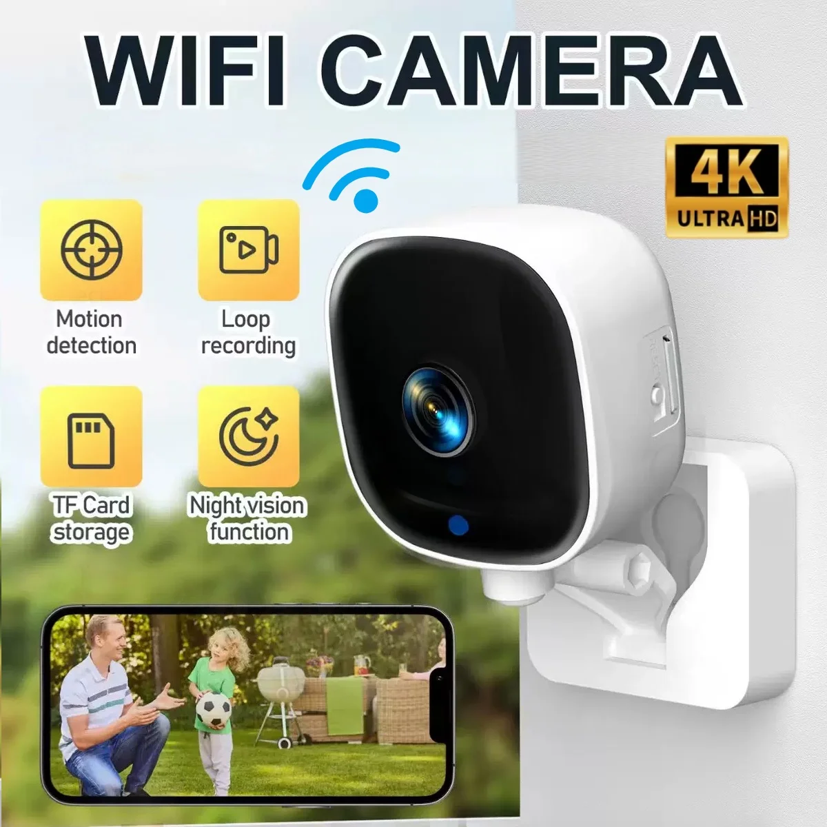 30W Security Camera WiFi Remote Monitoring Smartphone App 4K HD Night Vision Motion Detection for Home/Baby/Pet Surveillance