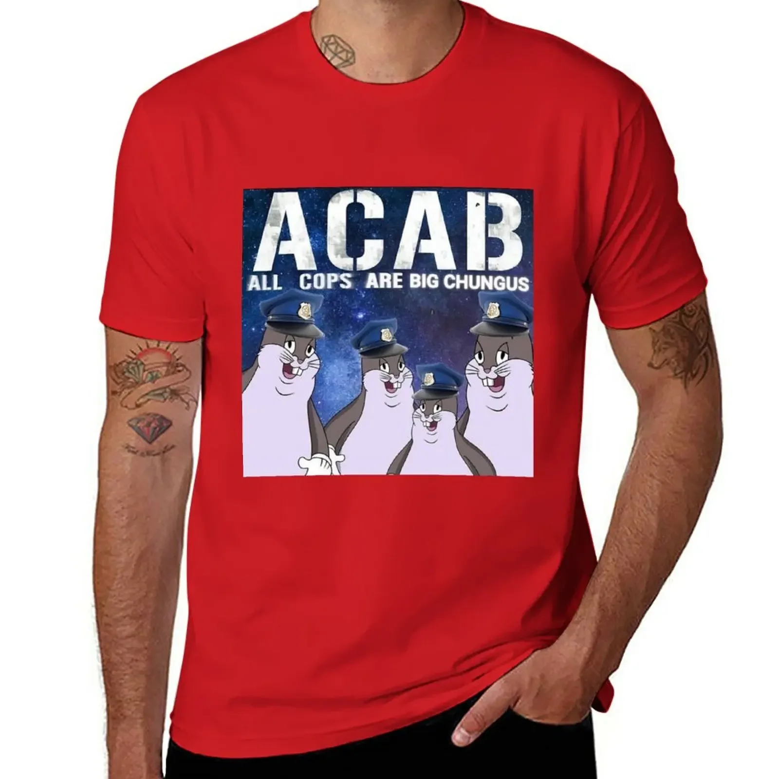 New All Cops Are Big Chungus ACAB T-Shirt graphic t shirt cute clothes man clothes mens graphic anime Male fashion Hot Sale