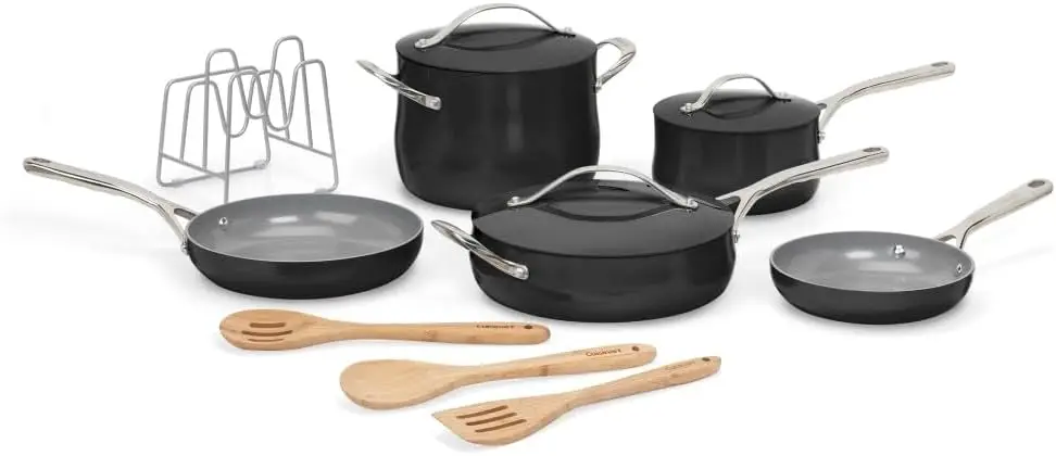 

Culinary Collection 12-Piece Pots and Pans Set, PURELYCERAMIC Nonstick, Black