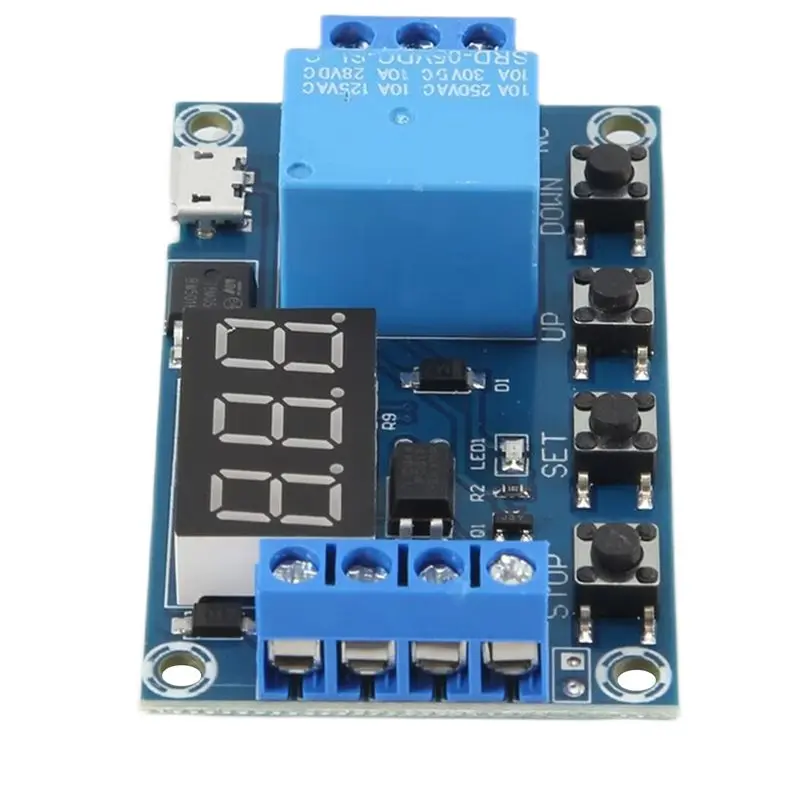 AED7-1 Pcs Relay Module DC 6-30V Support Micro-USB 5V LED Display Automation Cycle Delay Timer Control Off Switch  6V 9V 12V 24V