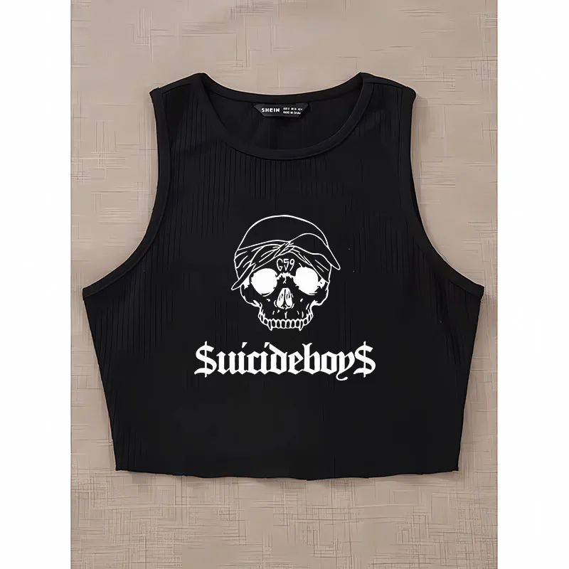 Ropa Y2k, ropa de calle, camiseta estética Grunge para bebé, Top corto gótico con calavera para mujer, Camiseta deportiva informal Vintage de los años 90 de manga corta