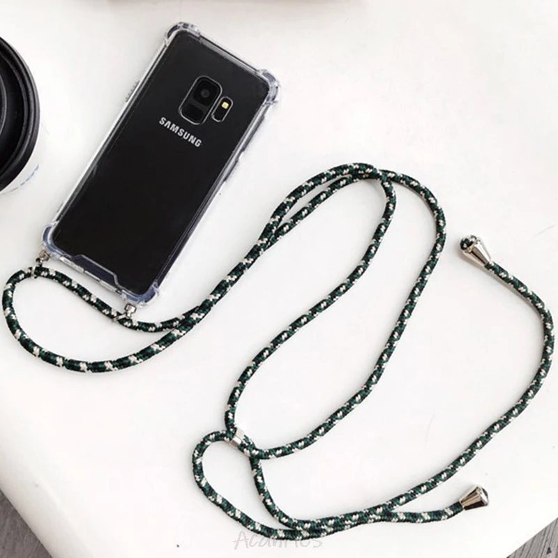 Transparent shockproof strap lanyards case on for Samsung Galaxy a8 a7 a6 plus a5 a3 a9 2018 2017 a9 a8 star soft tpu back cover