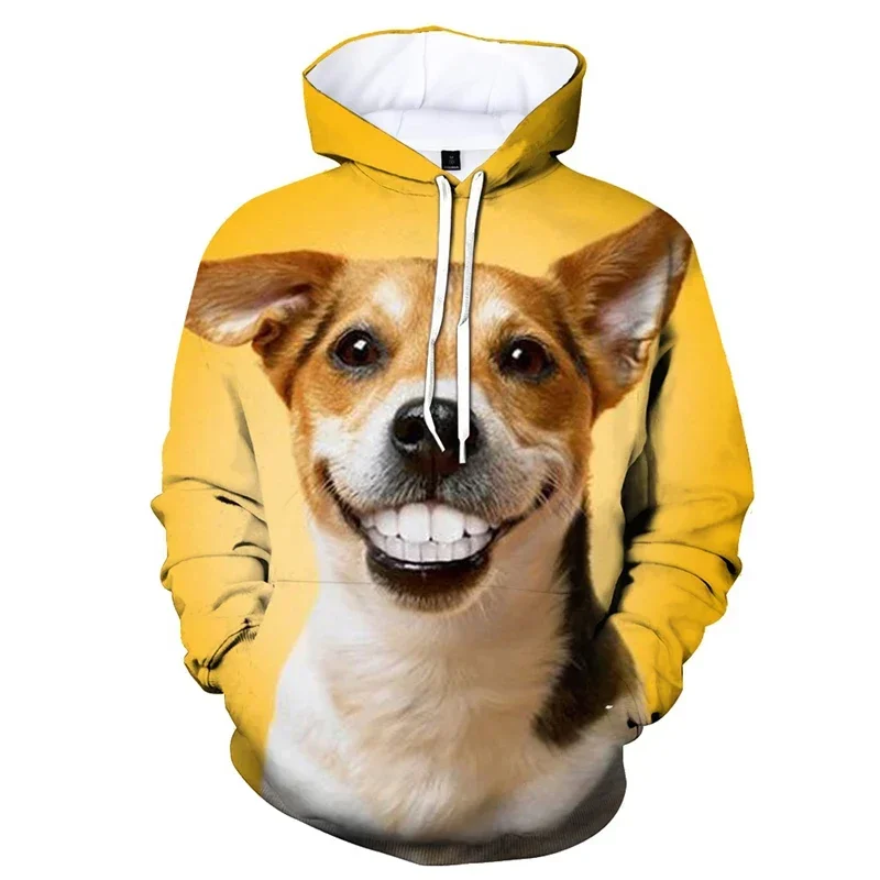 3D Printed Dog Hoodie for Men, Funny Animal Hoodie, German Shepherd Pattern, Hooded Sweatshirt, Long Sleeve, Street Pullovers Cl