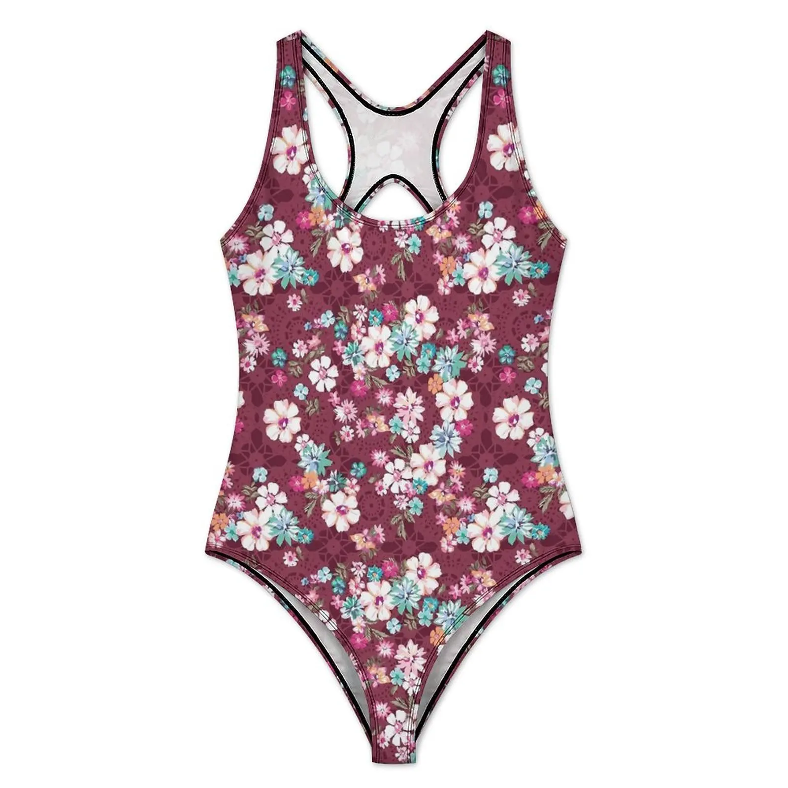 Ditsy Floral Swimsuit Sexy Awesome Flowers Women Swimwear One-Piece Trend Swimsuits Vacation Bath Push Up Backless Bathing Suits