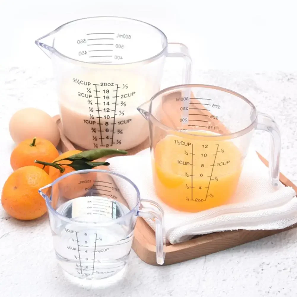 

600ml Plastic Measuring Cup Transparent Blue Mug Pour Spout Clear Liquid Measure Beaker JugCup Container High Quality