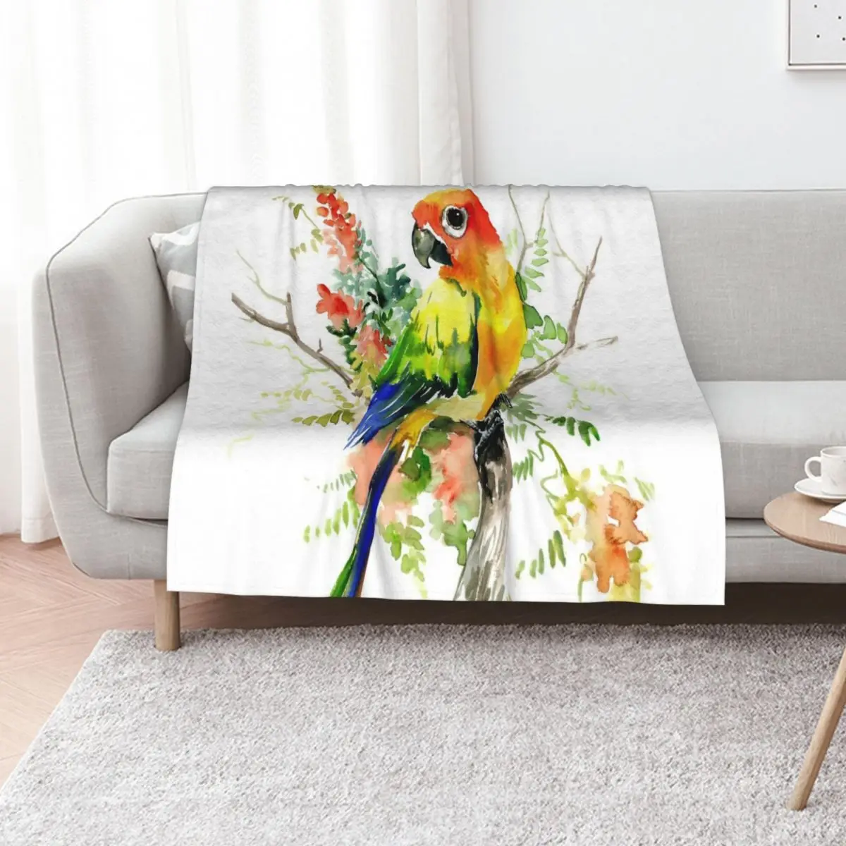 Sun Conure Parakeet Throw Blanket Shaggy christmas decoration Soft Plaid Warm Sofa Quilt wednesday Blankets