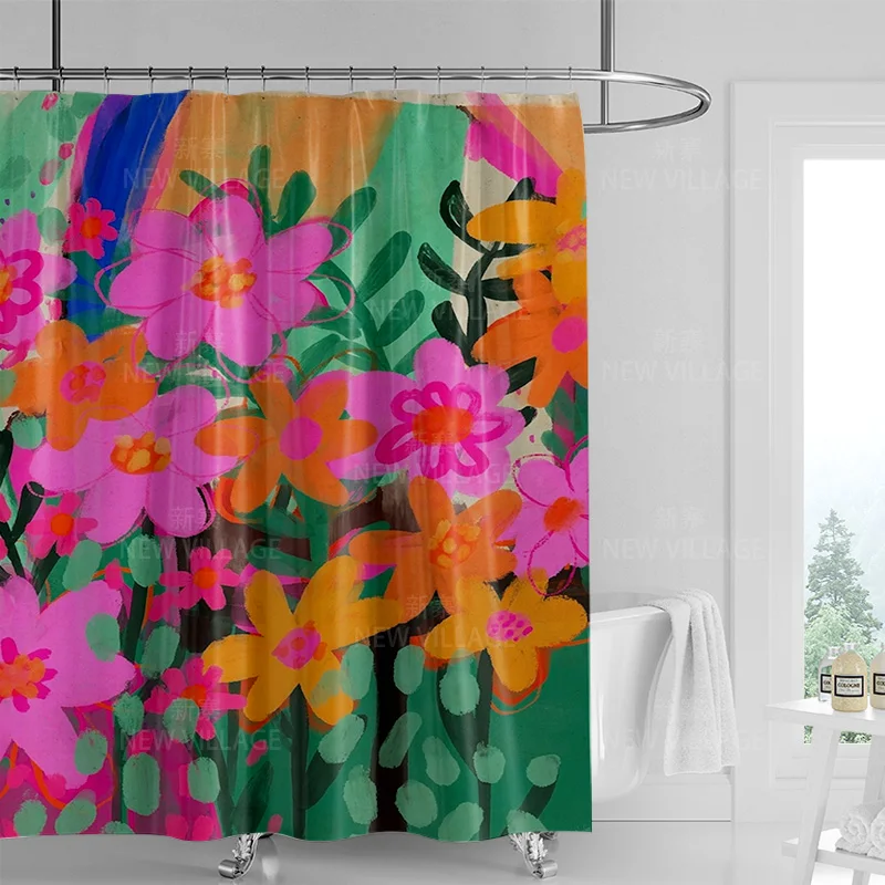 

Занавески для душа в стиле ретро, водонепроницаемые и влагостойкие, занавески для душа с принтом тропических листьев, украшение для ванной комнаты