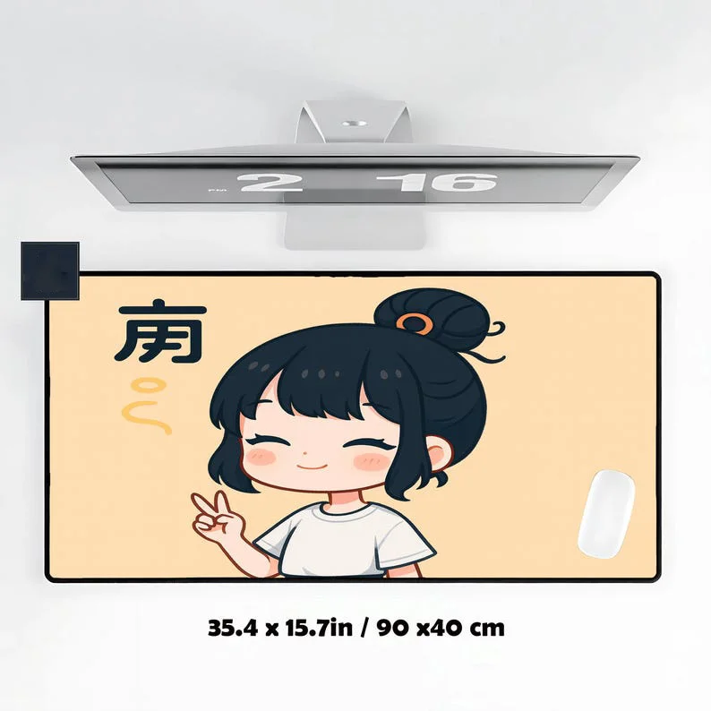 

Cute Girl Game Desk Mat, Non-slip and Waterproof Mouse Pad, Minimalist Office Decor Mat, The Perfect Gift for Friends.