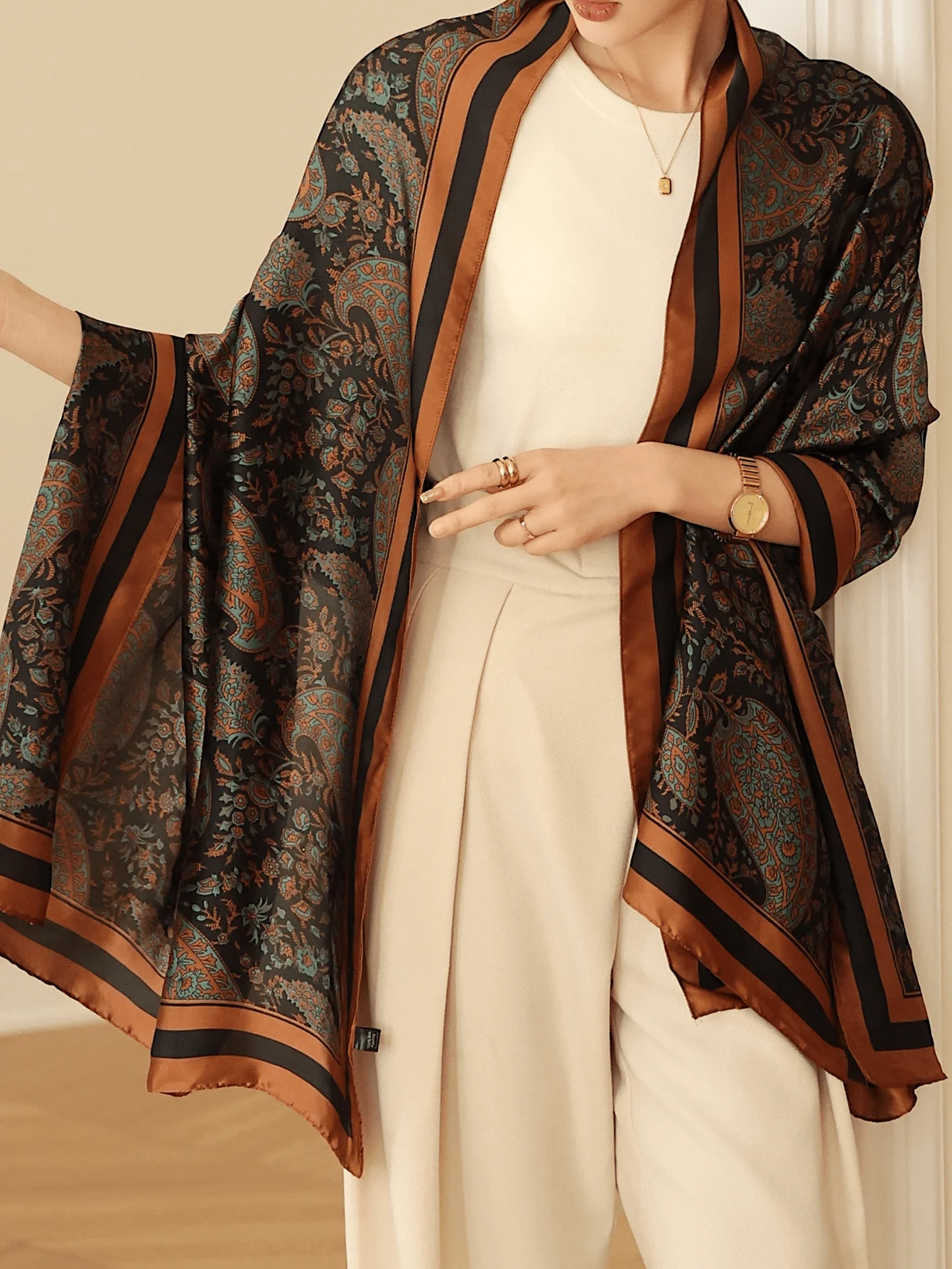 

Elegant Vintage Paisley Brocade Long Scarf Shawl For Women