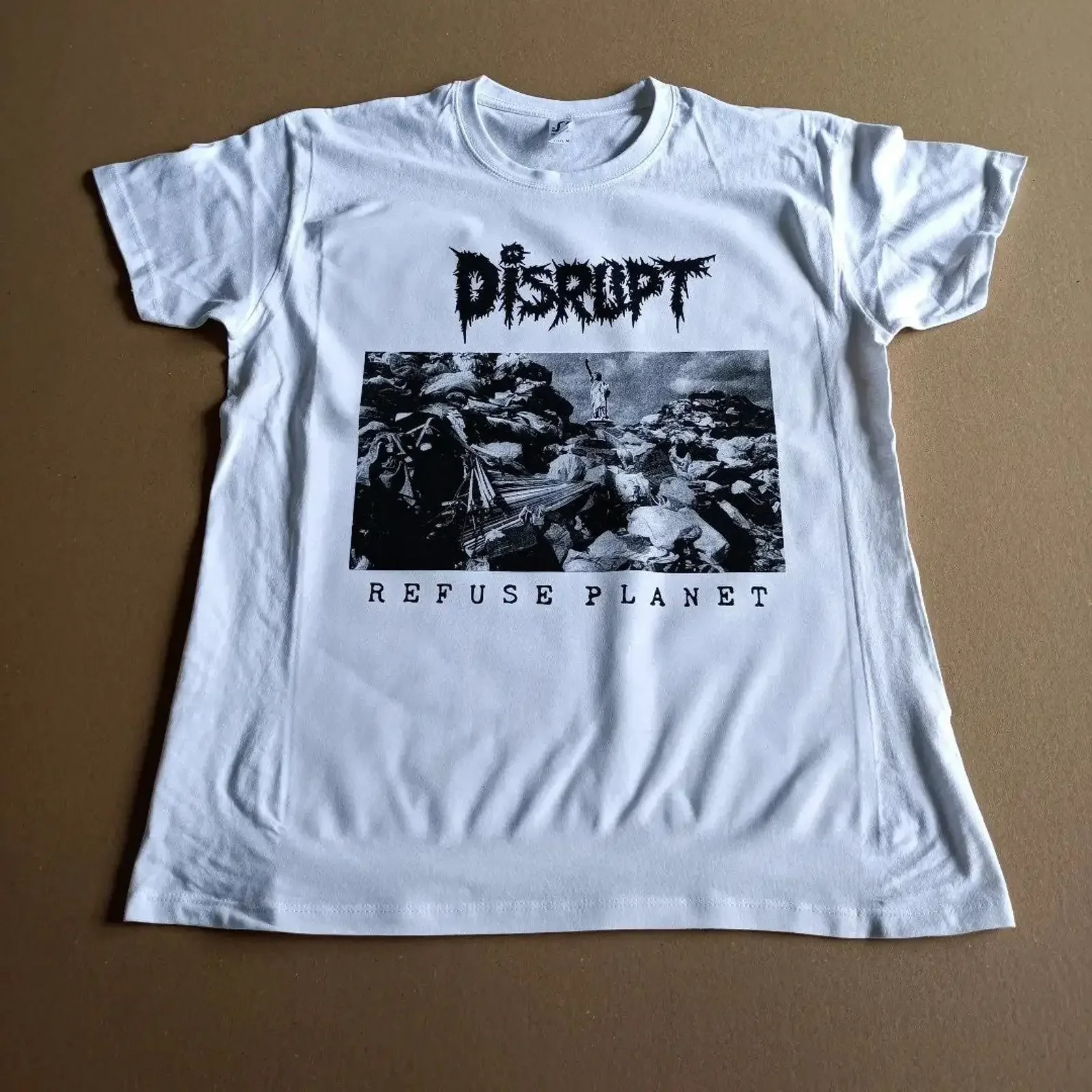 DISRUPT Refuse Planet crust d beat merch t shirt punk vintage Washed fashion Breathable Versatile graphic designer clothes