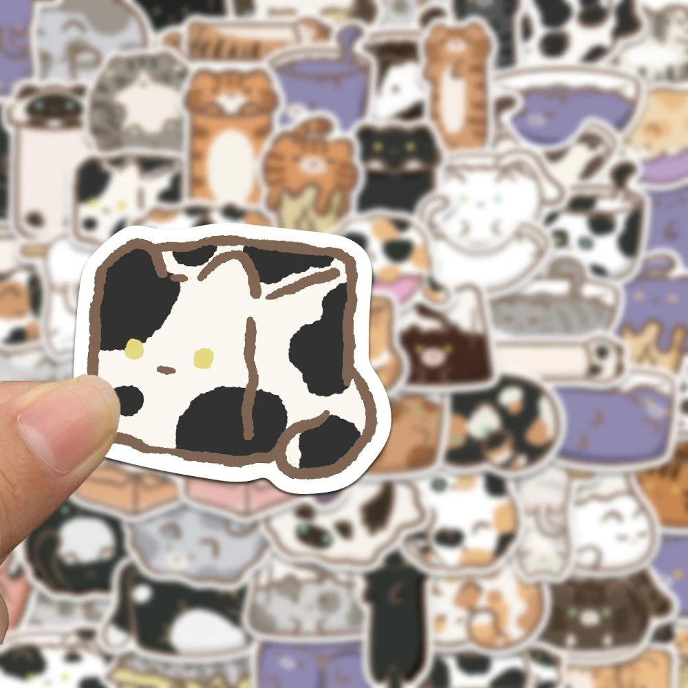 

10/30/68pcs Kawaii Cute Cartoon Liquid Little Cats Stickers Funny Creative Graffiti Decals Scrapbook Laptop Phone Sticker Decor