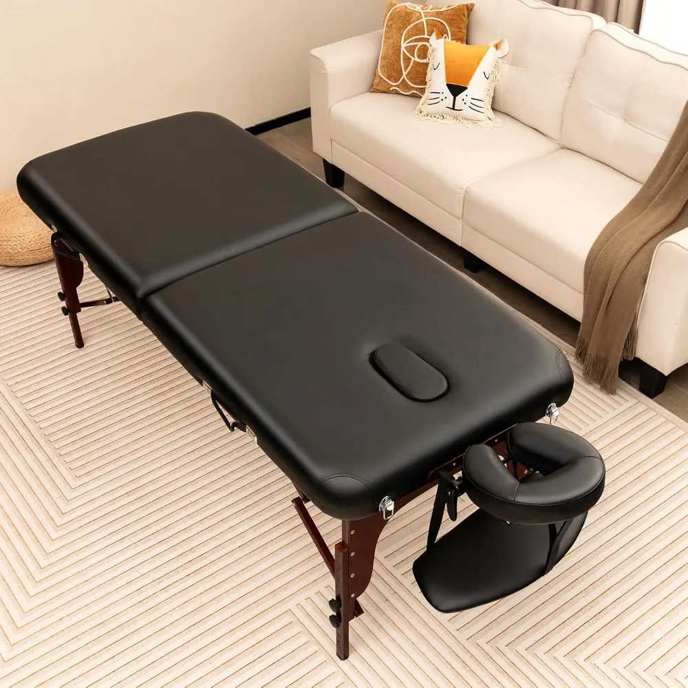 

Portable Massage Table 84 Inch, Folding Lash Bed with Premium Foam & Beech Wood Legs, Professional Spa Salon Bed