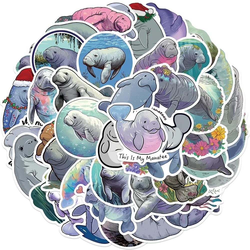 50PCS/Bag Kawaii Manatee Animal Cartoon Stickers Decals DIY Motorcycle Travel Guitar Skateboard Classic Toy Fun Sticker Gift