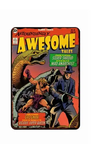 Awesome Tales Comic Book Cover 1940s All Metal Tin Sign up to 12 x 18