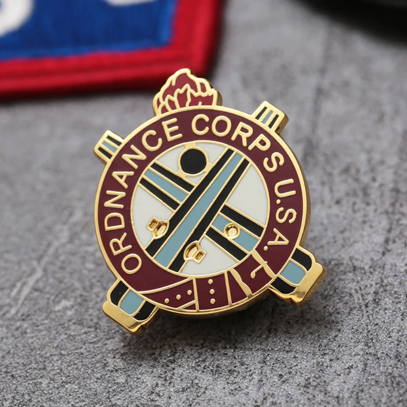 Ordnance Corps Usa Miltary Medal Formal Dress Regular Wear Badge Cap Shoulder Pins Collar Badges Collection Craft for Decoration