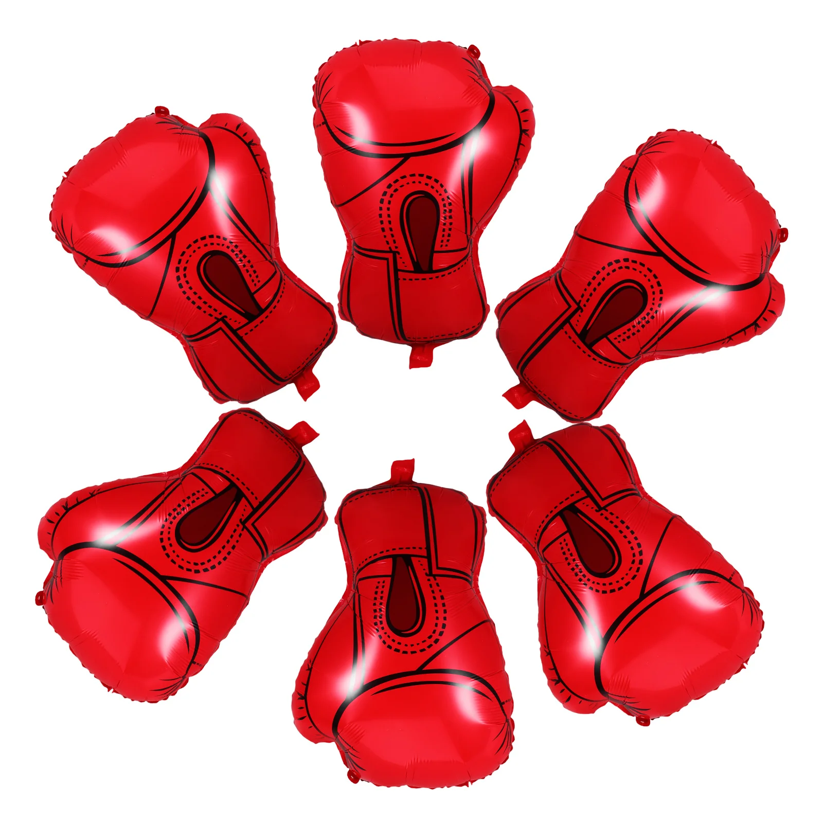 

6 Pcs Boxing Glove Balloon Decoration Night Party Boys Birthday Wrestling Fight Theme Aluminum Film Gloves Cake Topper Realistic
