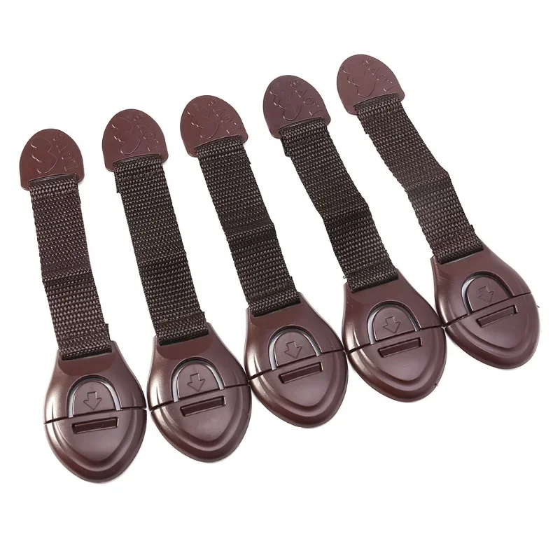 5pcs Brown White Cabinet Safety Lock for Baby Furniture Door Drawer Lock Refrigerator Safety Locks Child Proof Infant Protector