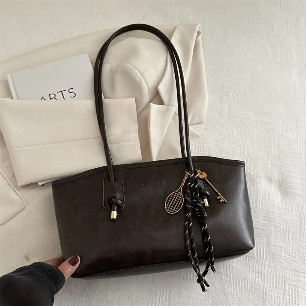 Y2K Trend Große Kapazität Arbeitstasche Einfarbige Schlichte Umhängetasche PU-Leder Shopper für Damen – Detail 11