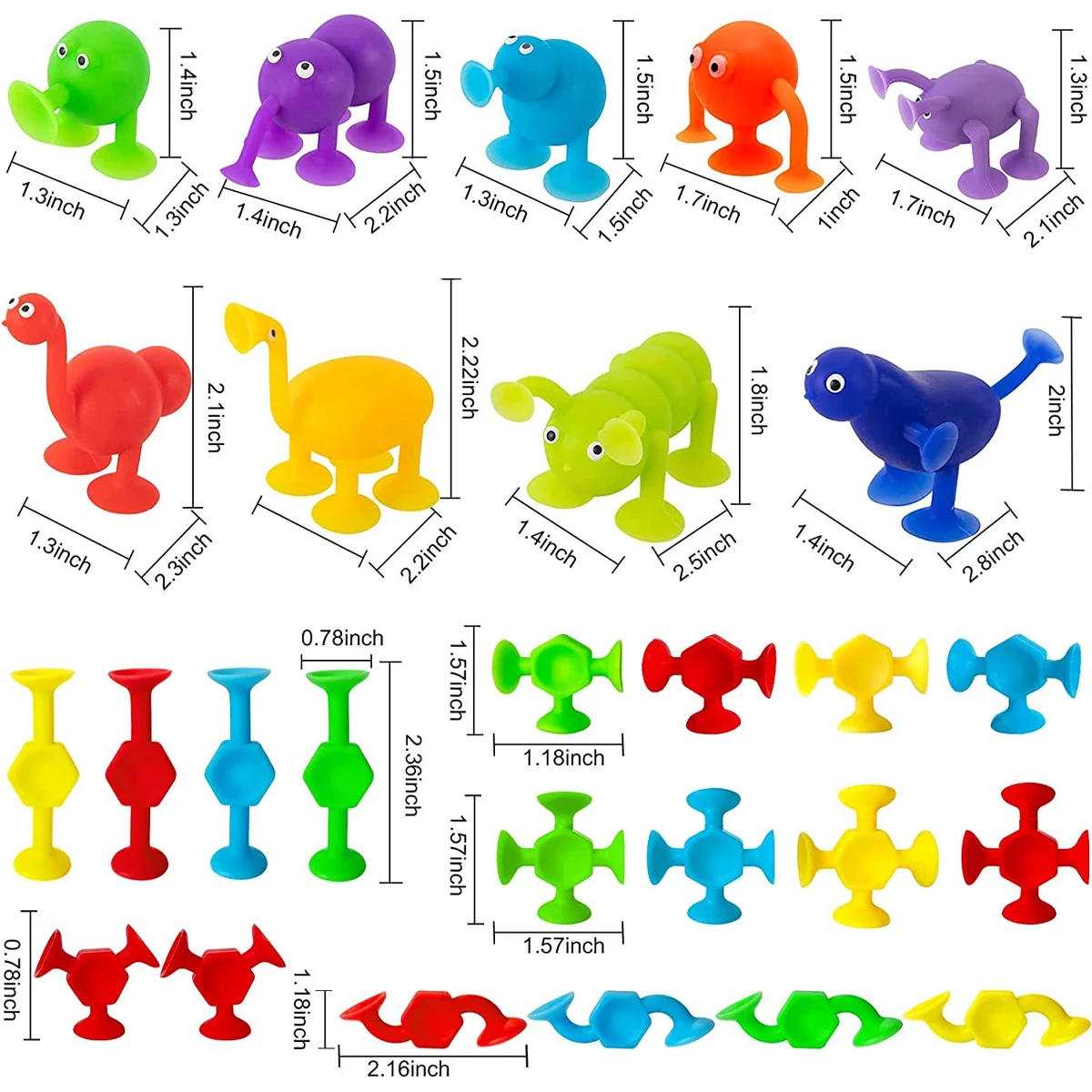 27Pcs Fun Suction Cup Toys with Eggshell Storage Box Silicone Bath Window Travel Toys Parent-child Interactive Game Kids Gifts