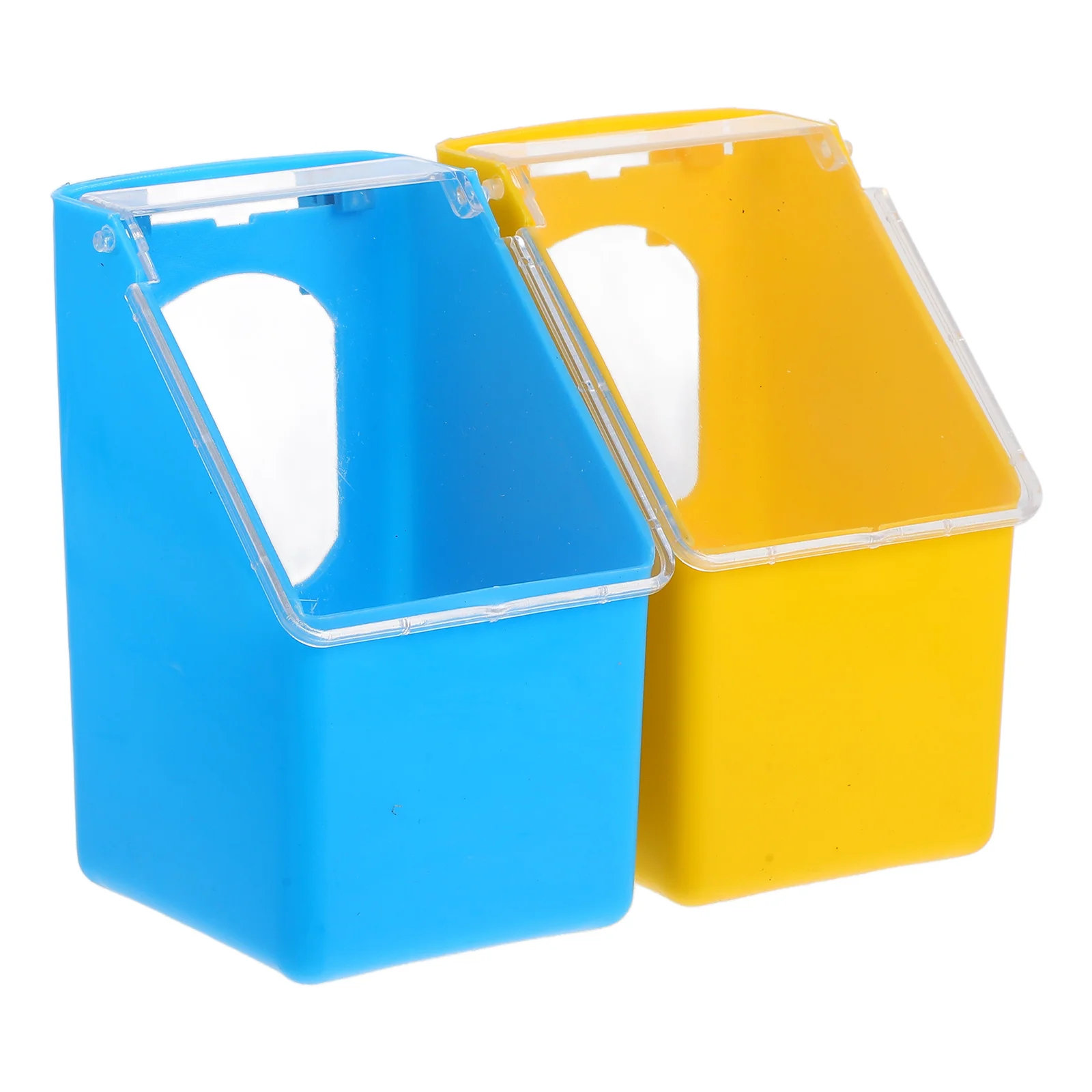 

2pcs Hanging Bird Feeder Durable Plastic Blue Yellow Easy Clean Fill Pigeon Parakeet Cage Supplies Food Water Container