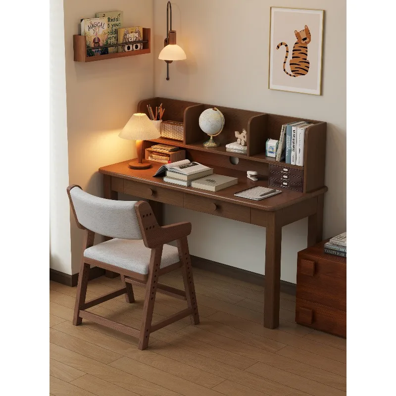 

All solid wood small apartment computer desk desk bookshelf integrated bedroom bedside