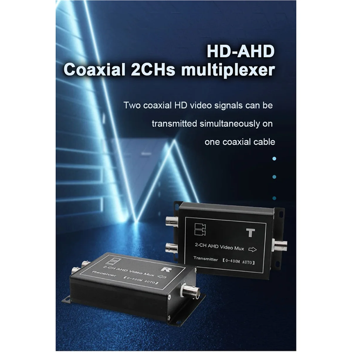 Expansor multiplexor Coaxial HD AHD de 2 canales, 1 línea que transforma el mezclador de señal de cámara de vigilancia de 2 canales, accesorios CCTV