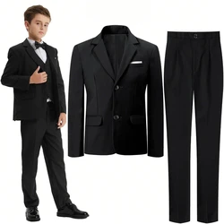 Suit for Kids Boys Easter Outfit Church Party Blazer Wedding Ceremony Flower Piano Performance Birthday Gift Clothes Set 3 PCS