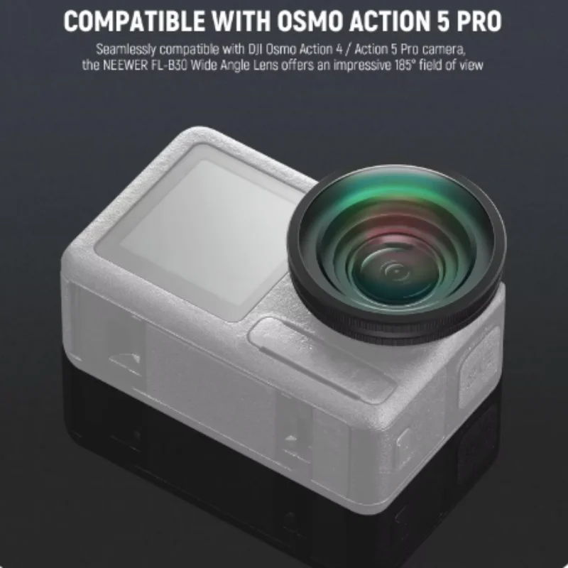 NEEWER OSMO Action FOV Boost Lens - Nakładka z gwintem i powłoką powiększającą pole widzenia do kamer sportowych DJI OSMO Action 4/5 Pro - Akcesoria — zdjęcie produktu 3