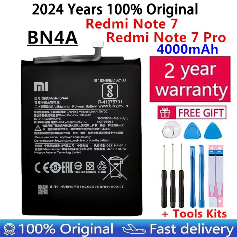 100% Original 4000mAh BN4A High Quality Phone Replacement Battery For Xiaomi Redmi Note7 Note 7 Pro M1901F7C Genuine Batteries