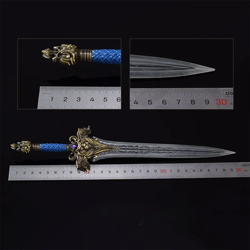 30cm figura de ação warcraft llane wrynn rei espada 11.81 polegada cabeça de leão espada, figura de metal modelo frostmourne coleções presentes