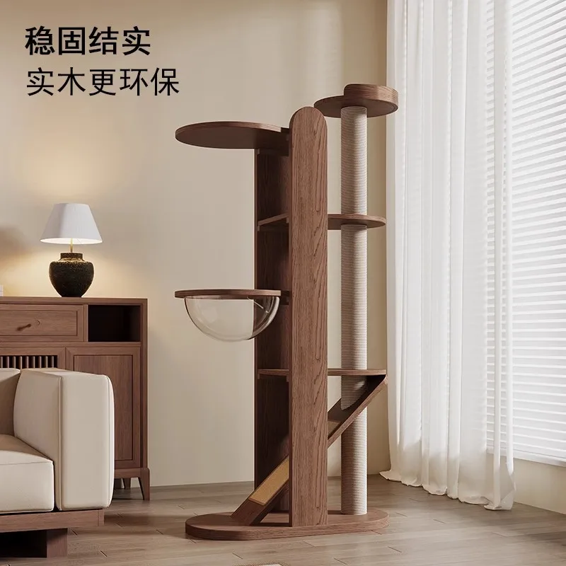 Solid wood cat climbing frame household cat nest integrated small apartment does not occupy an area kitten climbing frame cat