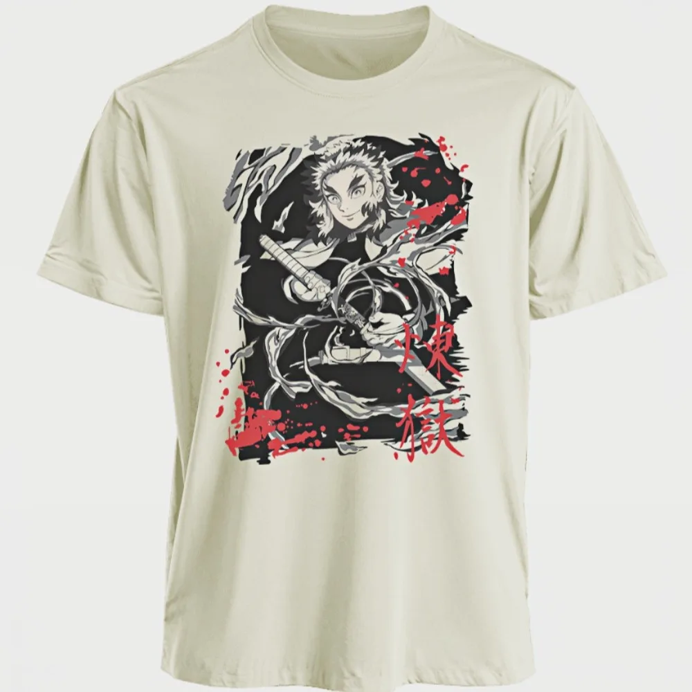 2026 新しい鬼滅の刃スレイヤー煉獄アニメプリント Tシャツユニセックスオーバーサイズ半袖トレンディカジュアルストリートファッション