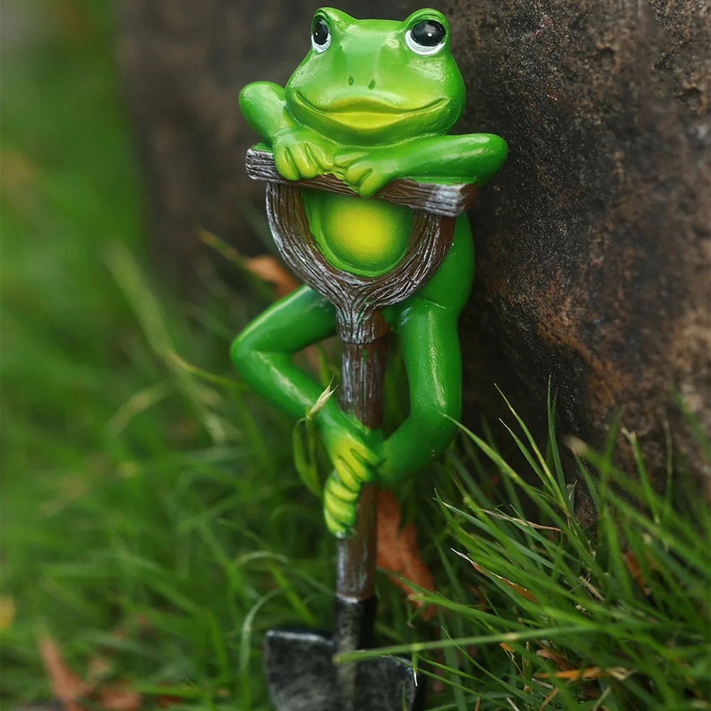 1pc Creative Frog Rabbit Turtle Gnome Shovel Outdoor Garden Bonsai Craft Decorations