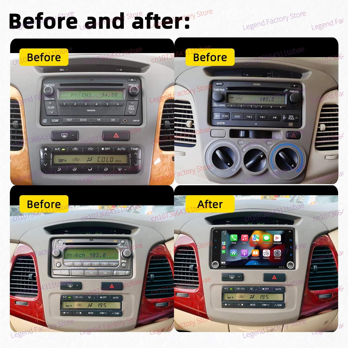 لاسلكي Carplay أندرويد السيارات أندرويد سيارة الوسائط المتعددة 2 الدين راديو لتويوتا إنوفا 2003-2015 رئيس وحدة نظام تحديد المواقع واي فاي 7 "شاشة ستيريو