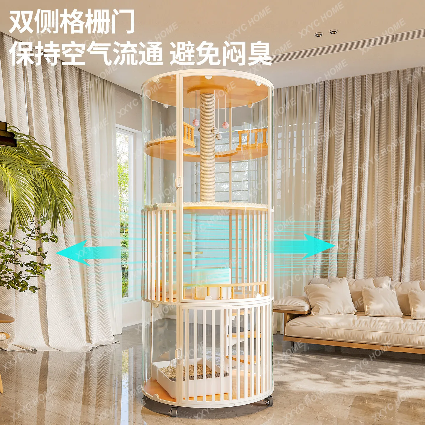 360 panoramic cat villa oversized luxury cat cage home display cabinet