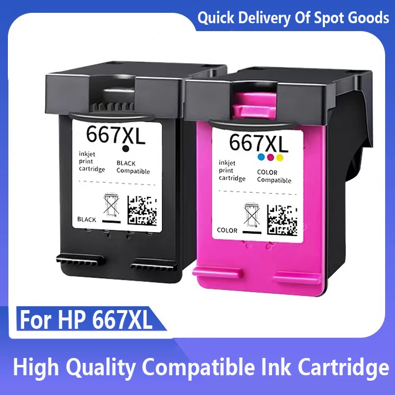 Compatible for HP 667XL 667 Ink Cartridge for HP667 667 XL DeskJet Ink Advantage 1275 2374 2375 2376 2775 2776 6475 6476 Printer