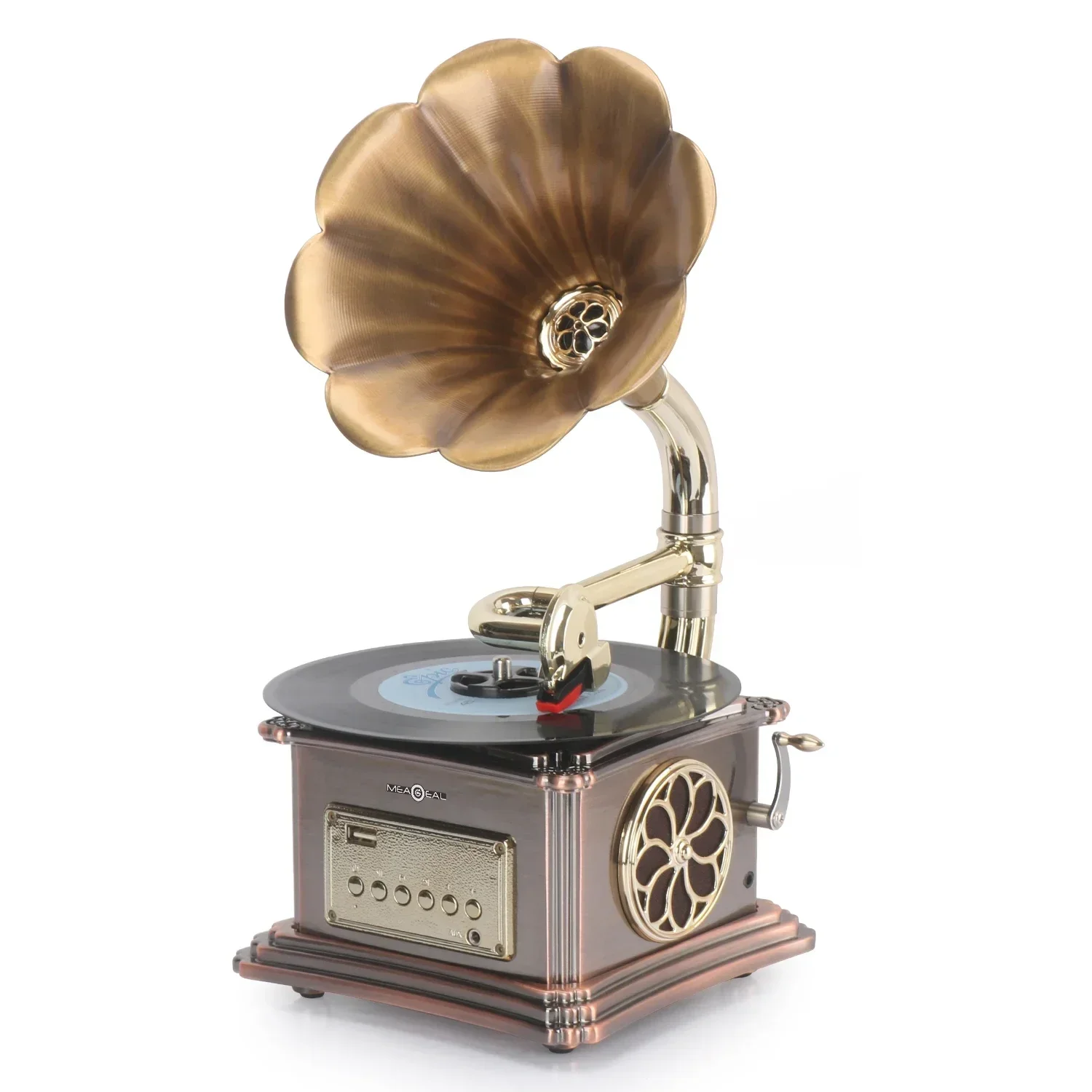 

Hot-Sale Retro Classic Gramophone 2-Speed Vinyl Turntable Record Player with Copper Speaker Factory Direct Audio Video Accessory