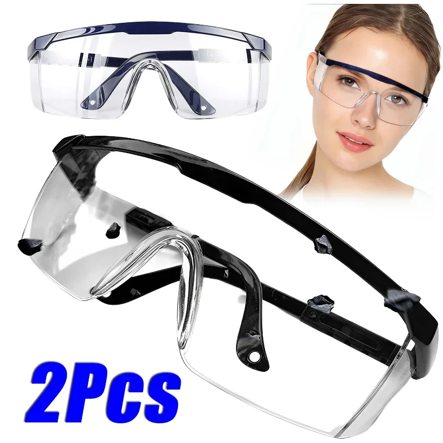 2Pcs Anti-Splash Work Safety Glasses Eye Protecting Lab Goggles Protective Industrial Wind Dust Proof Goggles Cycling Glasses