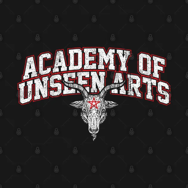 Academy of Unseen Arts Satanic Goat Head T-Shirt 100% Cotton O-Neck Summer Short Sleeve Casual Mens T-shirt Size S-3XL