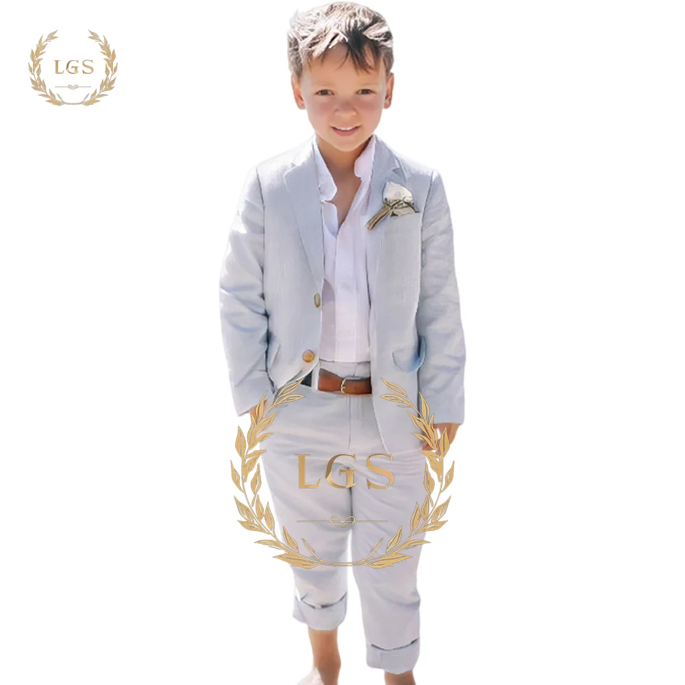 Boys' 2 piece linen suit set - stylish beachwear - perfect for everyday wear on casual vacations and coastal activities