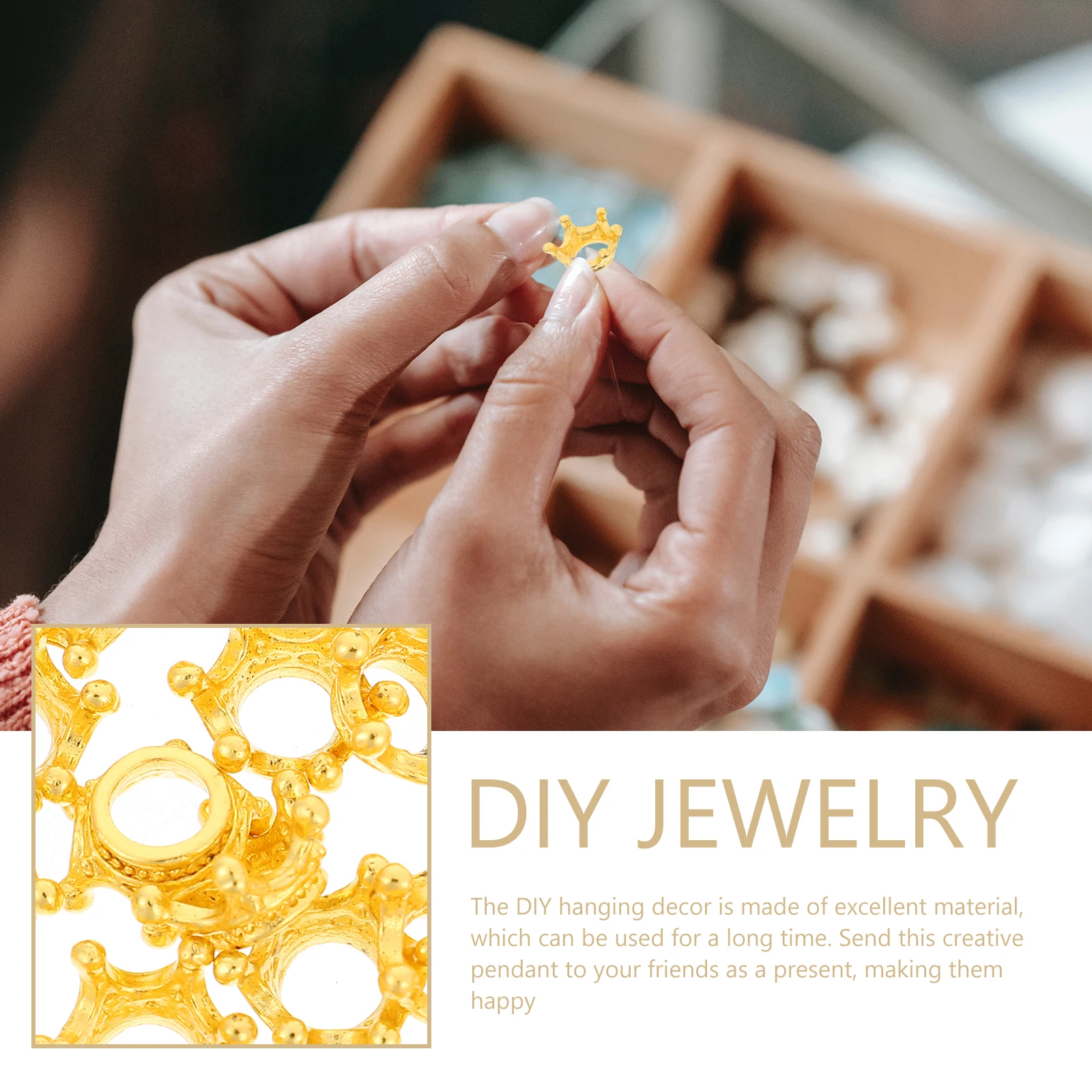 

60 Pcs Beads for Jewelry Making Metal Crown Accessories Shiny Charm Bracelet The