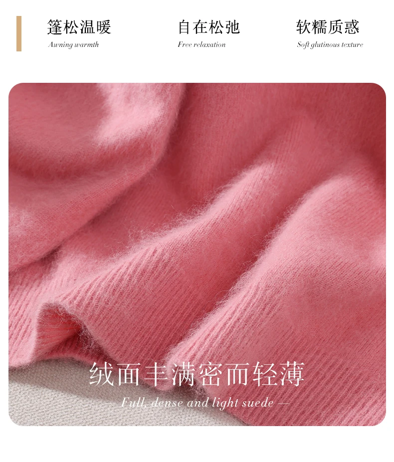 100% Pure Mink Fur Sweater Women's Pullover High Neck Knitted Sweater Autumn Winter New Item Pile Collar Thick Soft Base Sweater