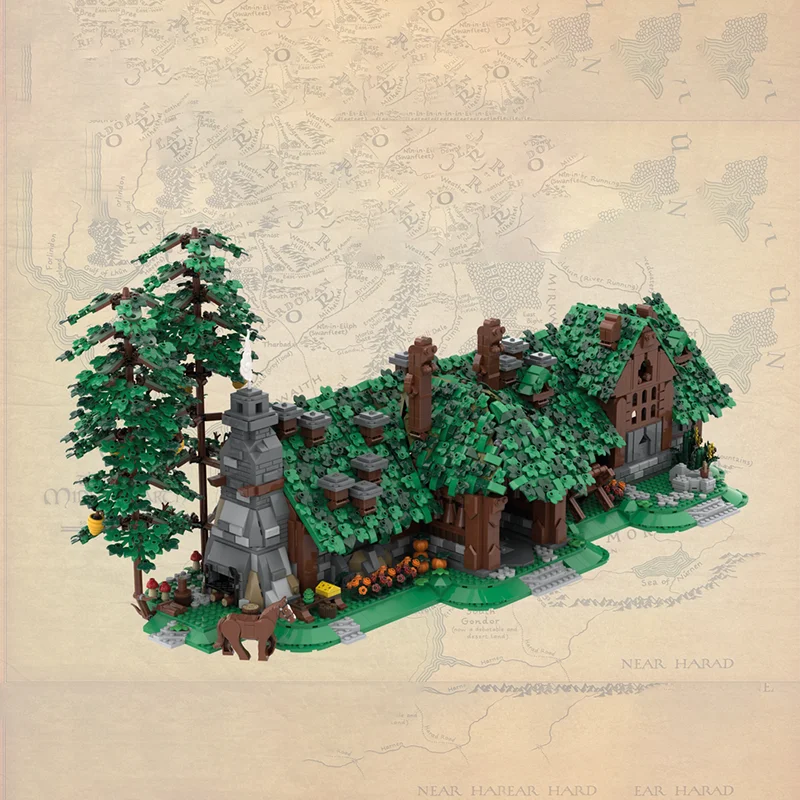MOC middeleeuwse architectuur diep in het bos Beorn familiehuis model DIY montage bouwsteen speelgoed kinderverjaardagscadeau