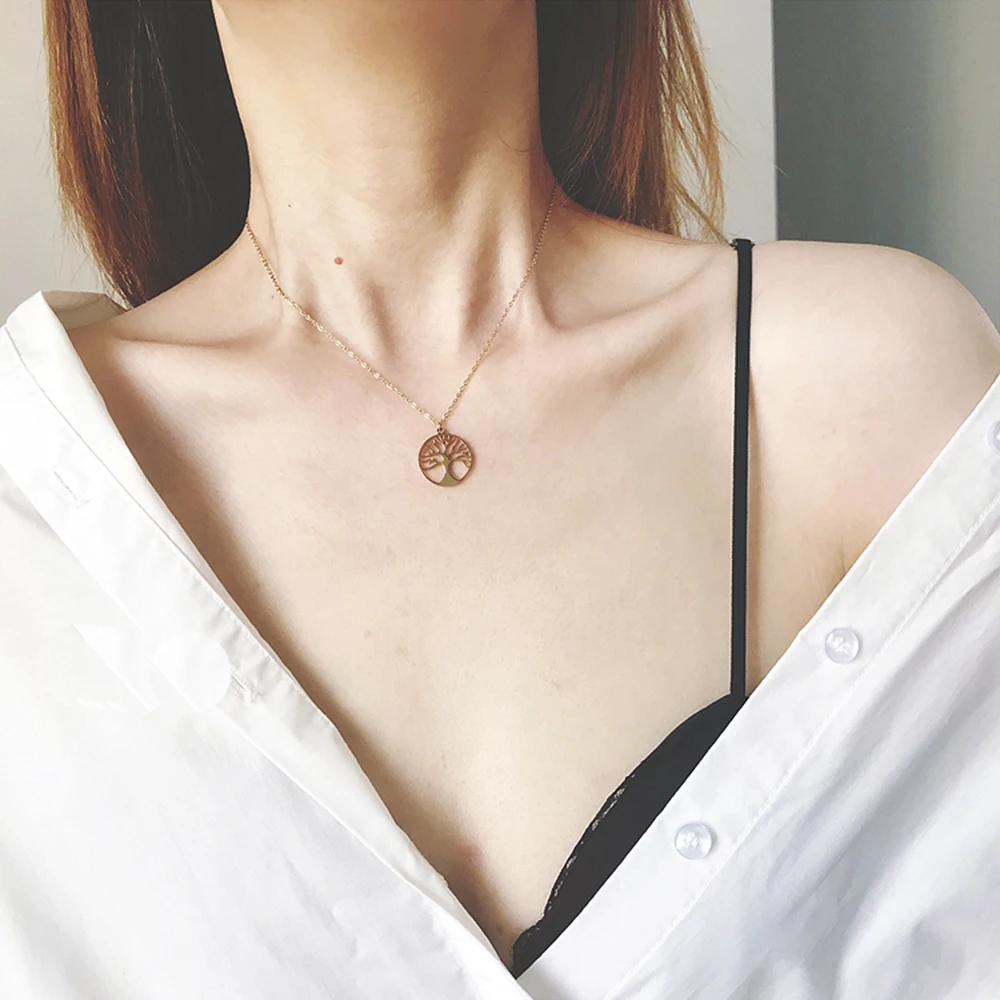 

Necklaces 14K Gold Filled Choker Handmade Gold Tree of Life Coin Charm Pendants Jewelry for Women Party Birthday Daily Gifts
