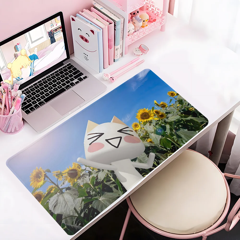 Kawaii I-Inoue Toro CUTE Cat Mousepad Large Anti-Slip Mouse Pad Stitched Edges Mat Durable Desk Laptop Gaming​ Keyboard Pad XXL