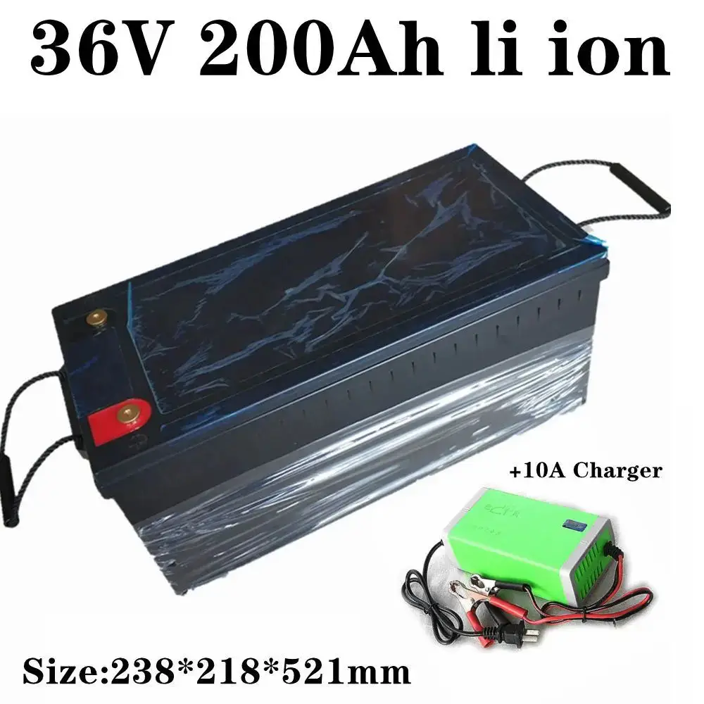 waterproof 36v 200ah lithium ion battery 100A BMS li ion battery for 3000W 1500W scooter bike Solar energy EV +10A charger