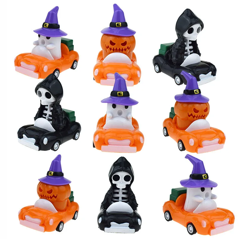 

Новинка, Хэллоуин, тыква, автомобиль с откатом, игрушка, имитация мультяшного скелета, призрак, инерционный автомобиль, маленькие подарки на Хэллоуин, детские игрушки