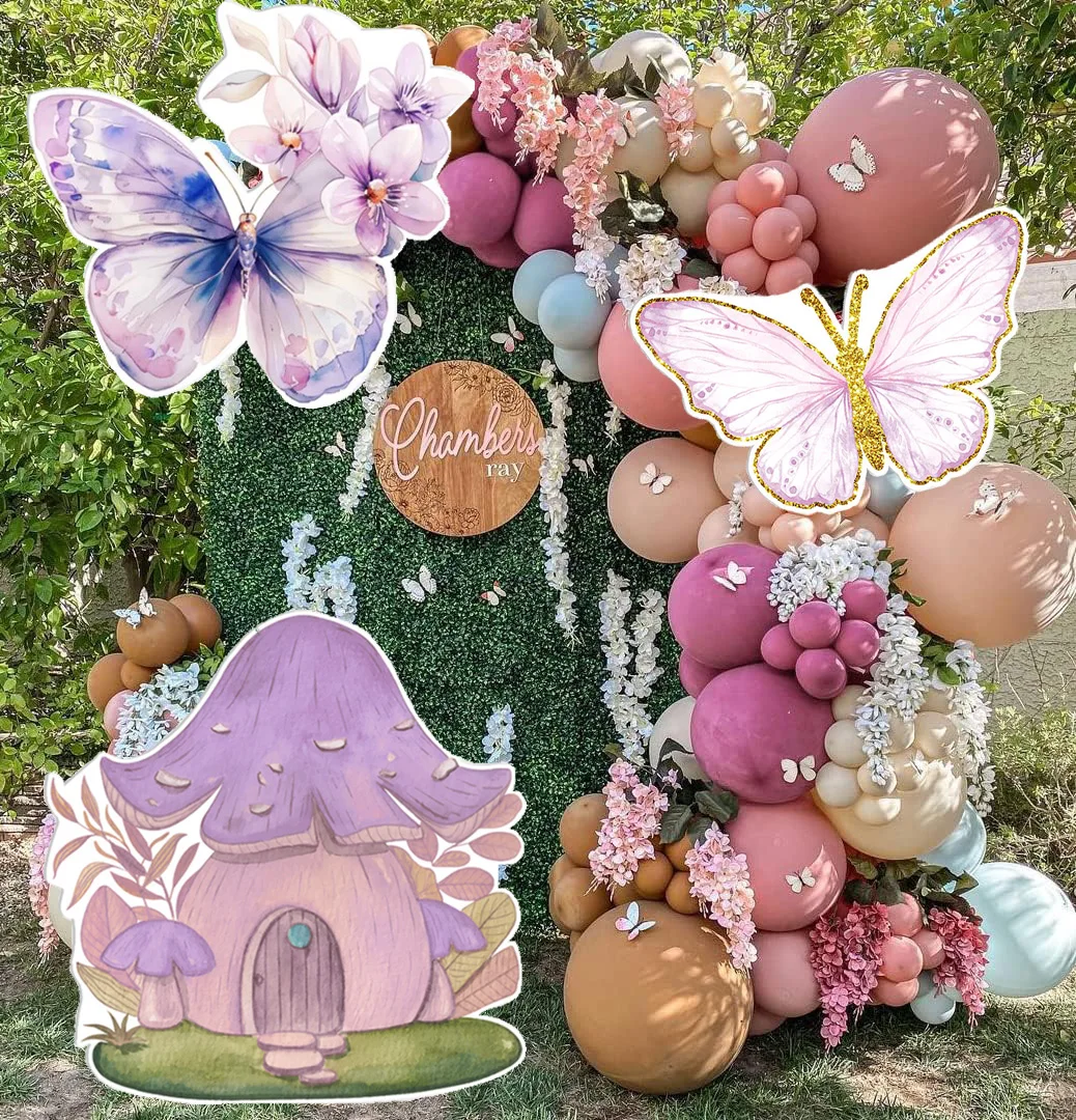 36inch Mushroom House KT Board Butterfly Flower Fairy Cutout for Birthday Party Decoration Girl Baptism Baby Shower Supplies