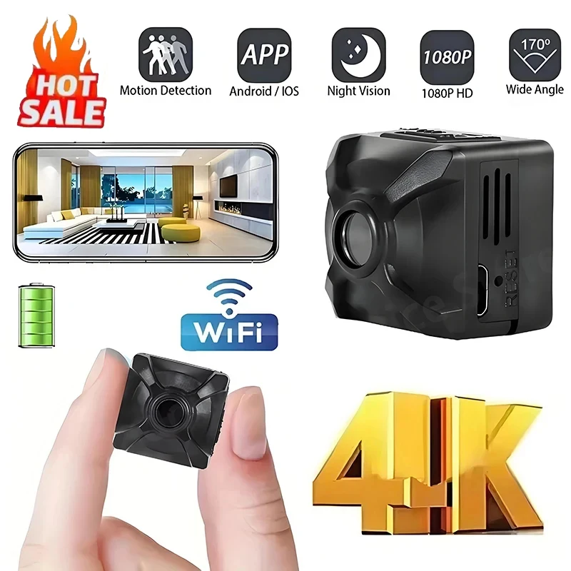 

Мини-камера X5 с беспроводной связью, 2K HD, Wi-Fi, удаленный мониторинг, перезаряжаемая батарея, детектор движения, портативная камера ночного видения